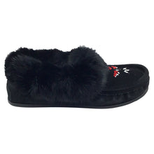 Men's Rabbit Fur Thunderbird Beaded Crepe Sole Moccasins