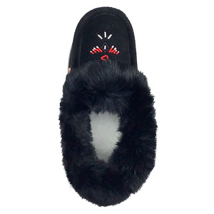Men's Rabbit Fur Thunderbird Beaded Crepe Sole Moccasins
