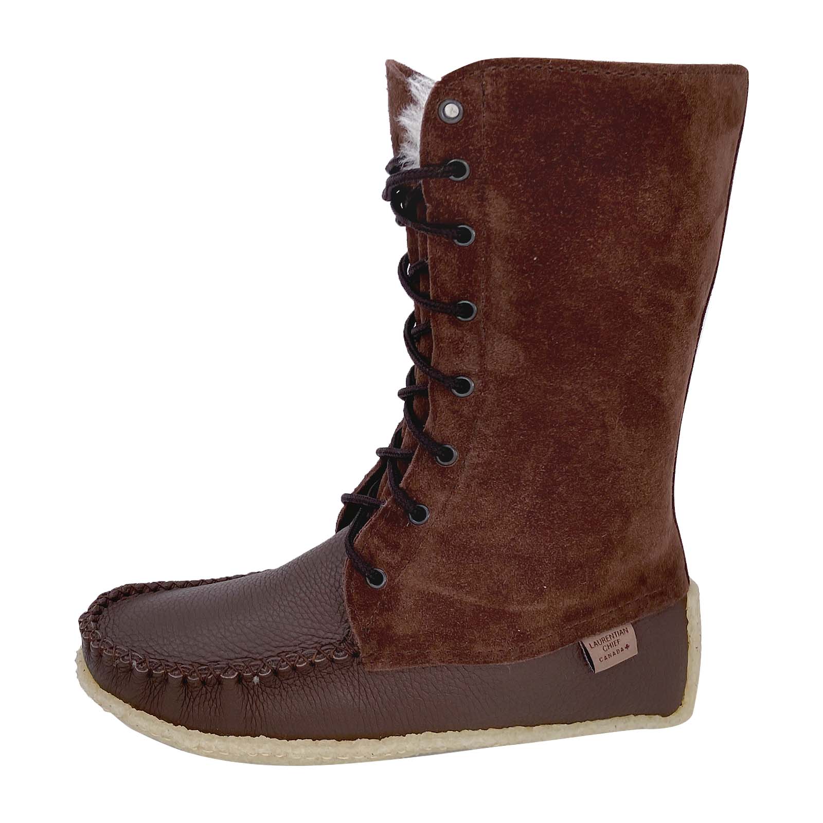 Mens Tall 13” Mid-Calf Brown Genuine Leather Suede Snowshoe