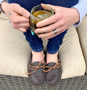 Women's Earthing Moccasins Buffalo Hide