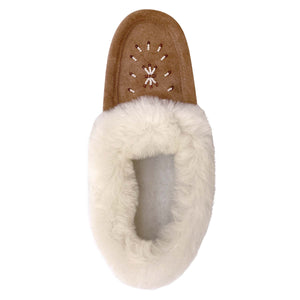 Women's Sheepskin Trim Beaded Moccasins