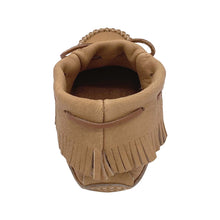 Women's Earthing Moccasins Moose Hide Fringed Soft Sole