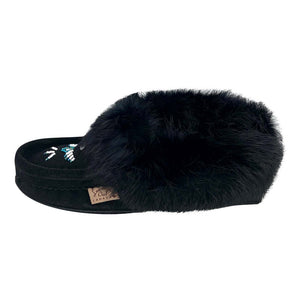 Women's Rabbit Fur Thunderbird Beaded Moccasins