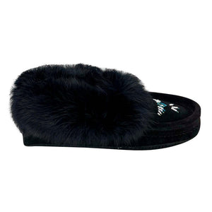Women's Rabbit Fur Thunderbird Beaded Moccasins