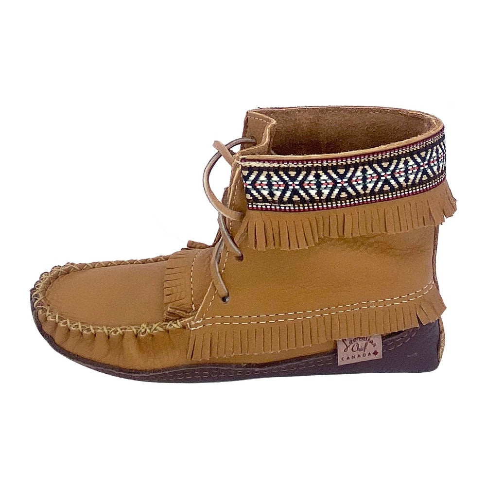 Women's Genuine Moose Hide Leather Ankle High Earthing Moccasin Boots ...