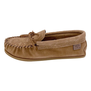 Women's Floral Embossed Suede Moccasin Shoes