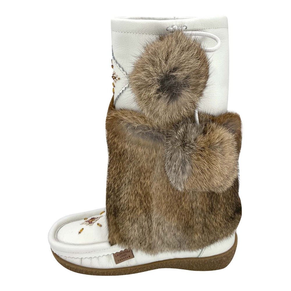 Women's Genuine Leather Brown & White Mukluk Winter Boots – Moccasins Canada