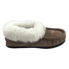 Women's Sheepskin Lined Beaded Crepe Sole Moccasins