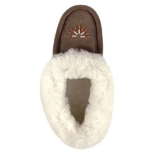 Women's Sheepskin Lined Beaded Crepe Sole Moccasins
